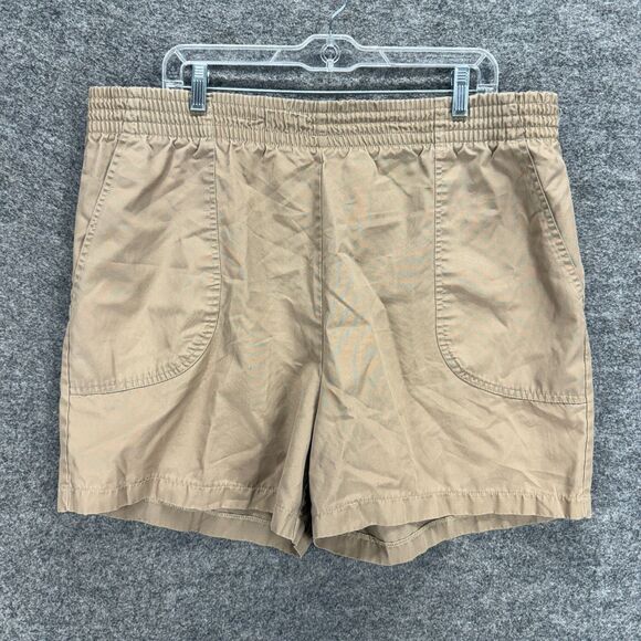 Joan Harper Shorts Women 18 Plus Beige High Rise Chino Pull On Elastic Waist - Picture 1 of 9